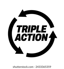 Triple Action, 3x Vektor-Icon-Logo-Abzeichen