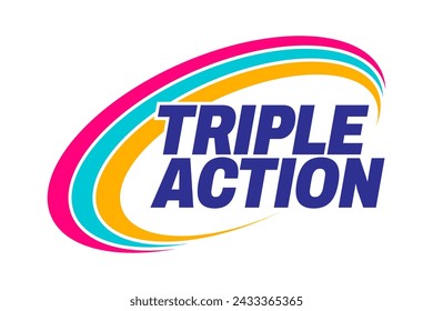 Triple Action, 3x Vektor-Icon-Logo-Abzeichen