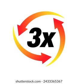 Triple Action, 3x Vektor-Icon-Logo-Abzeichen