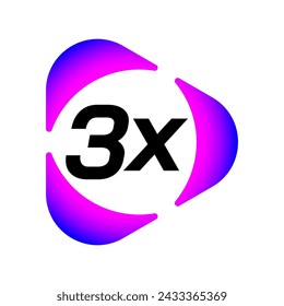 Triple Action, 3x Vektor-Icon-Logo-Abzeichen