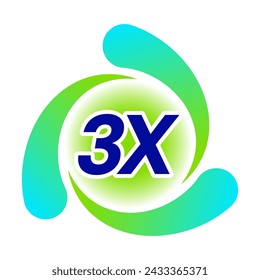 Triple Action, 3x Vektor-Icon-Logo-Abzeichen