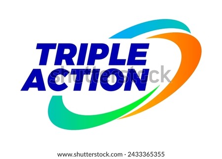 Triple Action, 3x vector icon logo badge