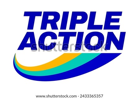 Triple Action, 3x vector icon logo badge