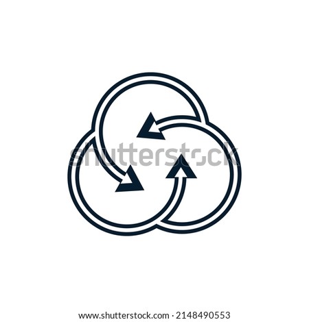Triple arrow in a circle. Union concept. Vector icon isolated on white background.