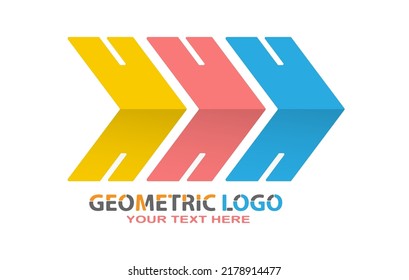Triple arrow icon. Logo, brand, or sticker template for websites, apps, and theme design. Flat style