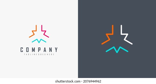 Triple Arrow Line Logo. Colorful Geometric Lines Head Arrows isolated on Double Background. Usable for Business and Branding Logos. Flat Vector Logo Design Template Element.