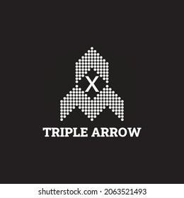 Triple arrow logo applied for outdoor business industry. Mission forward triple arrow direction abstract vector and logo design or template office business icon of company or corporate identity symbol