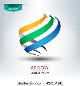 triple arrow logo design round shape vector illustration