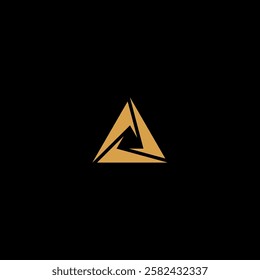 Triple arrow logo design. Triangle arrow. Smart illustration vector of direction. Strong illustrator sign or symbol. Startup. Launcher. Unique combine. Strong. Geometric triangle. Masculine. Bold