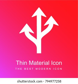 Triple arrow merging to one red and pink gradient material white icon minimal design