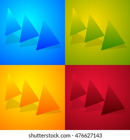 Triple arrows, 3 arrows, arrowheads in 4 colors. Vector element(s).