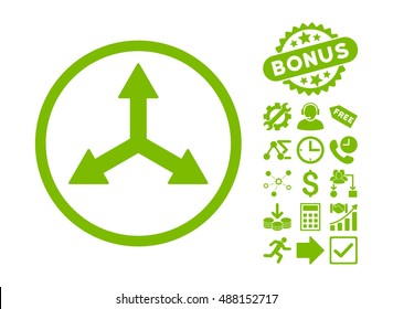 Triple Arrows icon with bonus images. Vector illustration style is flat iconic symbols, eco green color, white background.