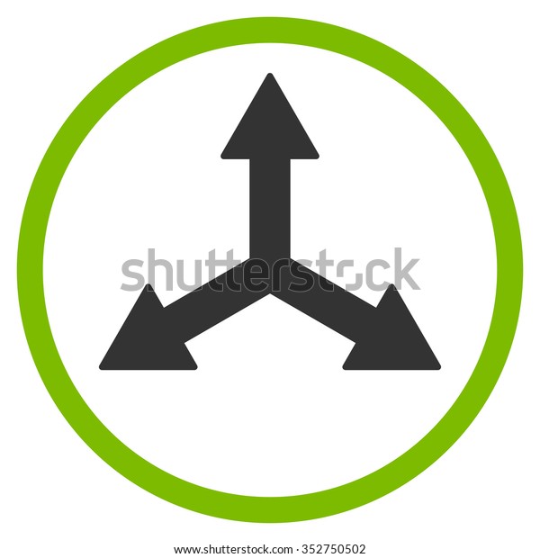 Triple\
Arrows vector icon. Style is bicolor flat circled symbol, eco green\
and gray colors, rounded angles, white\
background.