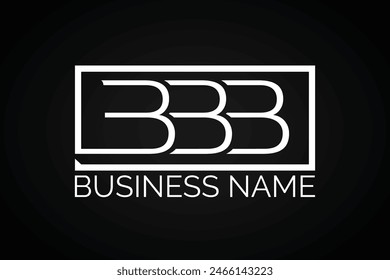 Triple B Monogram Logo in der Box und schwarzer Hintergrund, Initial Letter For Your Company Name, Alphabet Vorlage Ready For Use, Modern Initial 