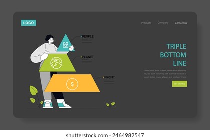 Equilibrio entre la equidad social, la salud ambiental y la viabilidad económica para la sostenibilidad empresarial integral Priorización de las personas, el planeta y la Ilustración vectorial de beneficios