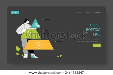 Triple Bottom Line concept Balancing social equity, environmental health, and economic viability for holistic corporate sustainability Prioritizing people, planet, and profit Vector illustration
