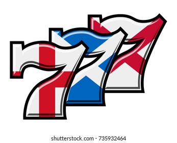 Triple British Lucky Sevens vector illustration