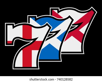 Triple British Lucky Sevens vector illustration