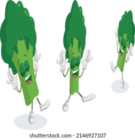 Triple Brocoli mascot happy pose