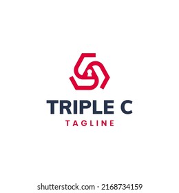 Triple c logo vector design combination letter C triangle and security keyhole symbol