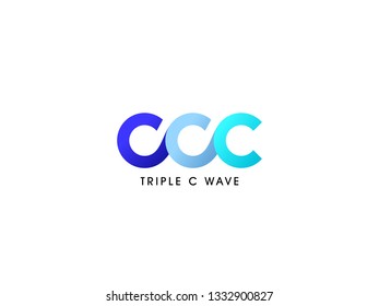 Triple C Wave. Unique logo with combining triple letter C.