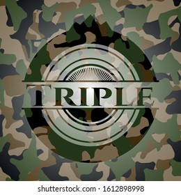 Triple camouflaged emblem. Vector Illustration. Detailed.