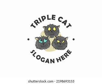 Triple Cat Cartoon Logo Design Stock Vector (Royalty Free) 2198693153 ...