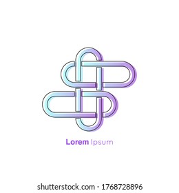 Icono de unión de la triple cadena. Resumen del logotipo del vector plantilla de diseño de degradado moderno. Forma entrelazada.