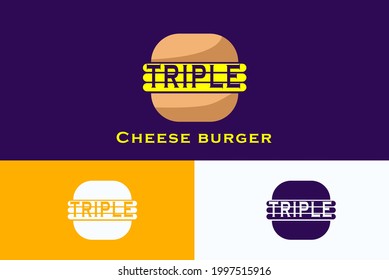 Plantilla de logotipo de Queso Queso Triple. diseño vectorial del logotipo de marca de etiqueta