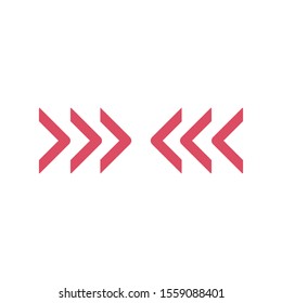 Triple Chevron Arrows directed horizontally towards each other. Stock Vector illustration isolated on white background.