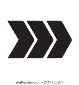 Flechas de triple Chevron a la derecha. Símbolo de avance, avance rápido y siguiente Botón.