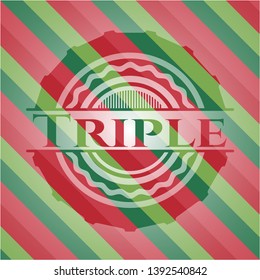 Triple christmas style emblem. Vector Illustration. Detailed.