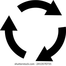 Triple Circle Pfeil, Loop-Symbol oder Recycling-Symbol, Vektorsymbol.