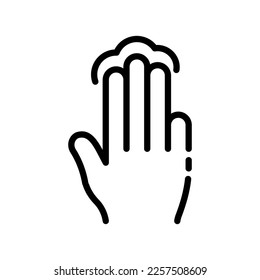 Icono de línea de triple clic. Trabajo, internet, remotamente, redes sociales, seleccionar, ganancias, dólar, mano, dedo, prensa, independiente, online. concepto de tecnología. Icono de línea negra del vector sobre fondo blanco