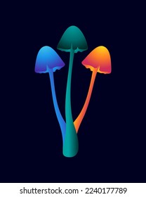 Triple Cluster Neon Mushroom Drawing