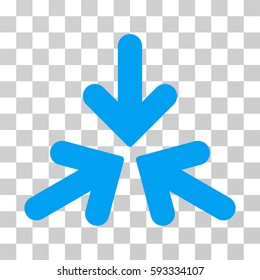 Triple Collide Arrows icon. Vector illustration style is flat iconic symbol, blue color, transparent background. Designed for web and software interfaces.