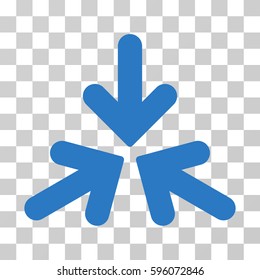 Triple Collide Arrows icon. Vector illustration style is flat iconic symbol, smooth blue color, transparent background. Designed for web and software interfaces.