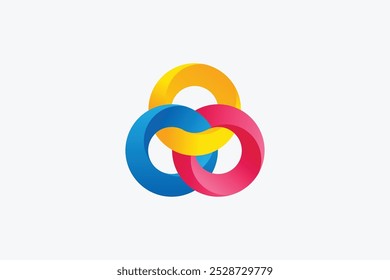 modelo de design de logotipo de vetor plano anel triplo colorido	