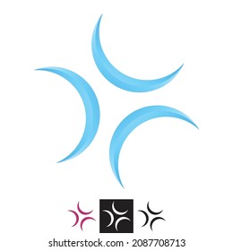 Triple Crescent Vector Logo Icon.