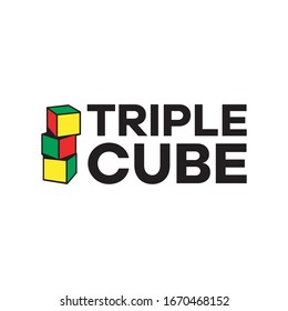 triple cube logo vector illustration