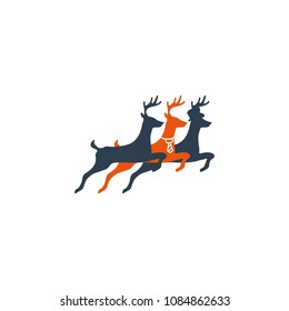 triple deer group logo template vector illustration