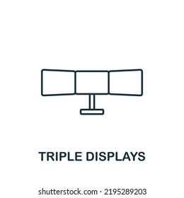 Triple Displays icon. Line simple icon for templates, web design and infographics