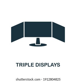 Triple Displays icon. Monocrome element from technology collection. Triple Displays icon for banners, infographics and templates.