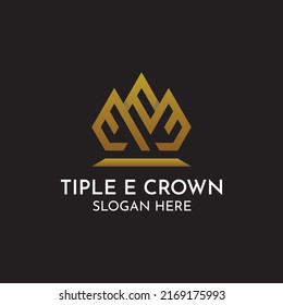 Triple E Logo Crown Template Vector. Simple, Modern And Unique Logo Depicting Three E's Joined Together To Form A Crown. Suitable In All Areas Of Business.