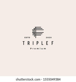 triple f monogram fff letter hipster retro vintage lettermark logo for branding or t shirt design