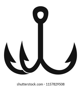 Triple fish hook icon. Simple illustration of triple fish hook vector icon for web design isolated on white background