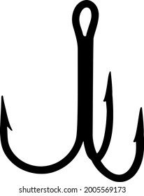 Triple fishing hook. Vector image. 