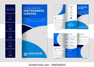 Triple folding corporate brochure for business and advertising