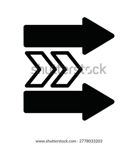 Triple forward arrow sign for media playback controls with playback, navigation