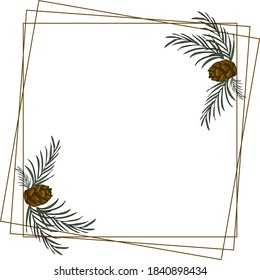 Triple frame with pine branches and cones